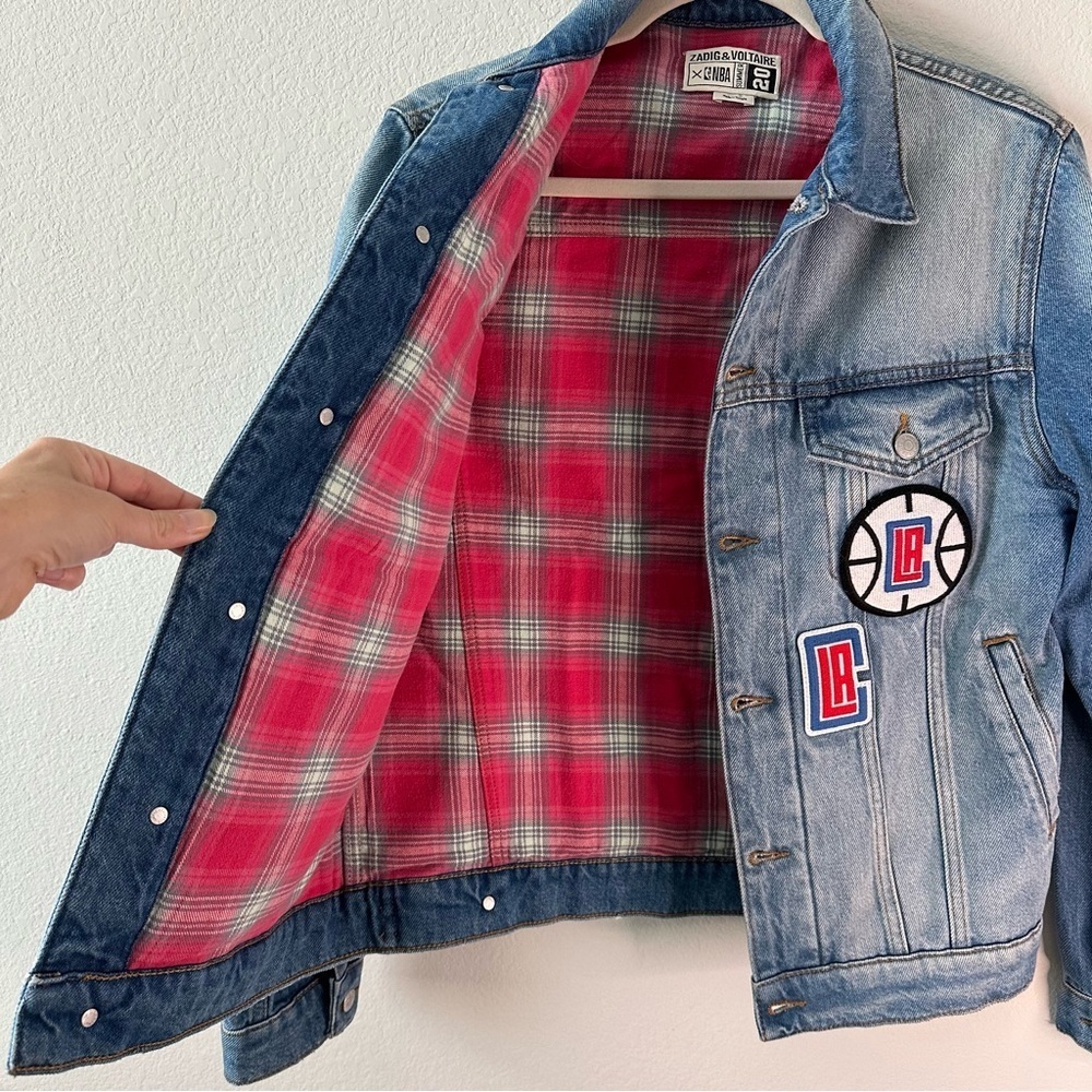 ZADIG & VOLTAIRE x NBA LA CLIPPERS Denim Button Down Denim Jacket SZ M - Picture 5 of 9
